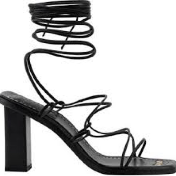 Frame Denim Le Doheny Black leather strappy lace up Sandals heels 8.5 - Picture 2 of 9